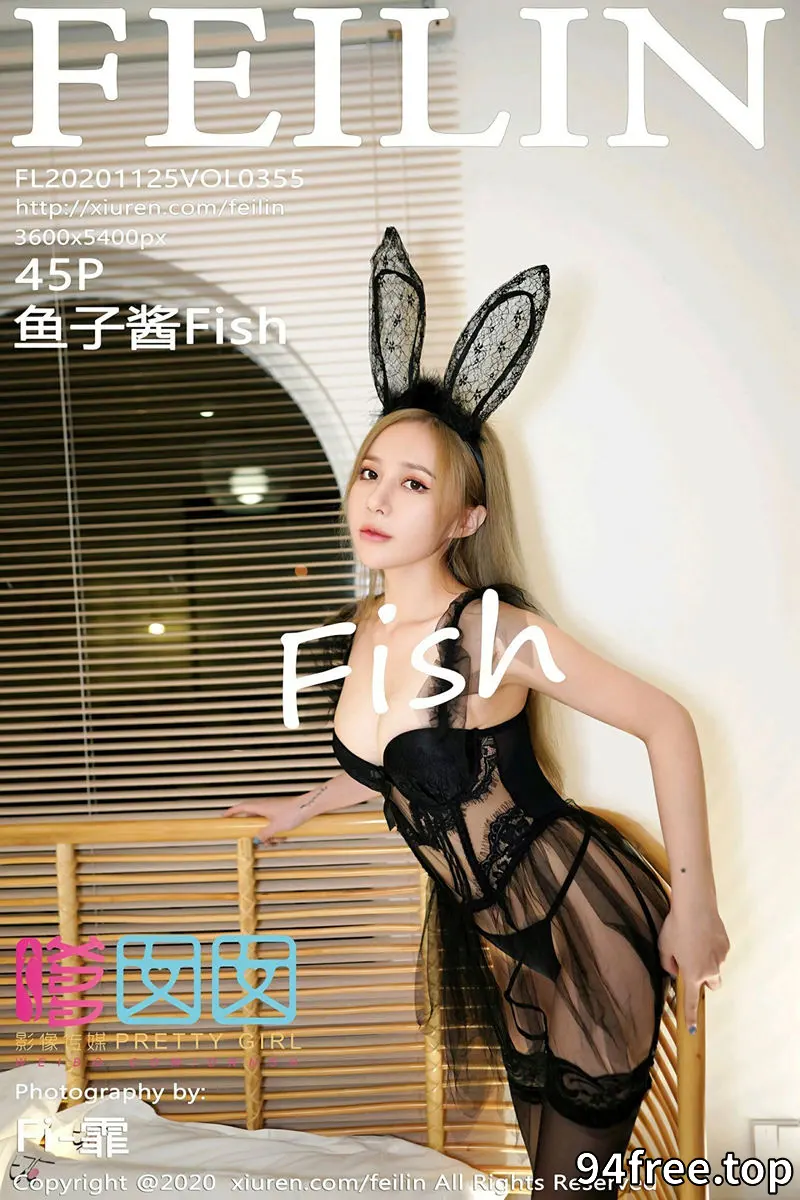 [FeiLin嗲囡囡] Vol.355 嫩模鱼子酱Fish精致兔耳朵主题黑色情趣内衣半脱撩人诱惑写真 - 就是免费-就是免费