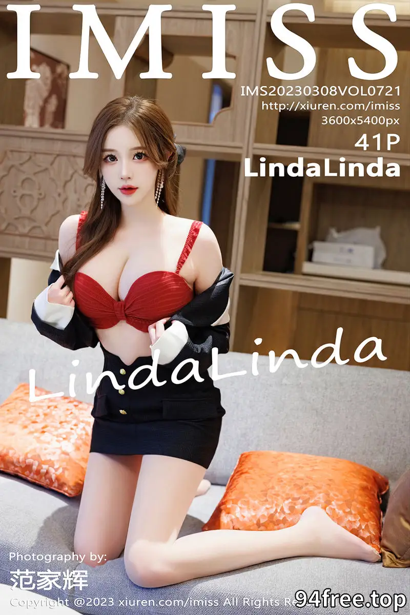 [IMiss爱蜜社] Vol.721 模特LindaLinda性感深蓝制服半脱露红色内衣秀丰满身材诱惑写真 - 就是免费-就是免费