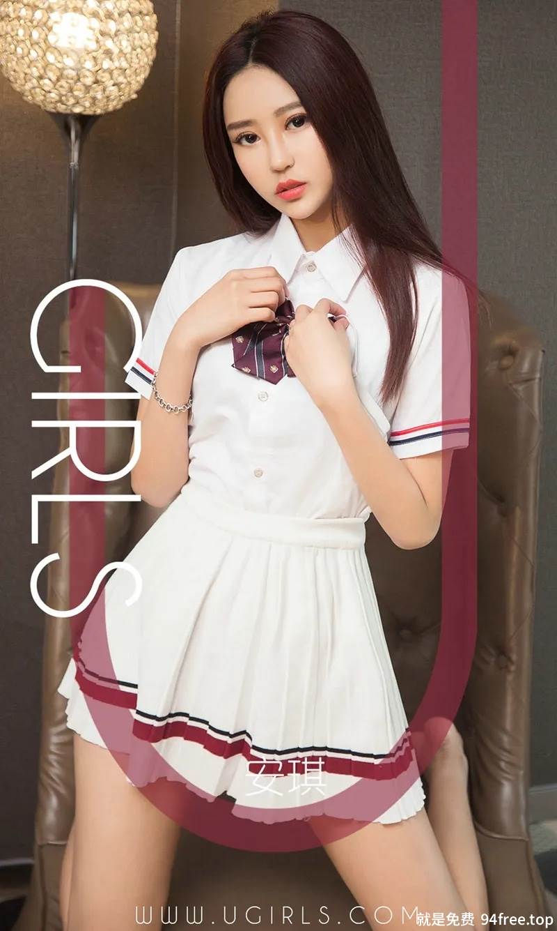 [Ugirls爱尤物] No.1349 嫩模安琪私房清纯学生装半脱露黑色内衣傲人豪乳诱惑写真-就是免费