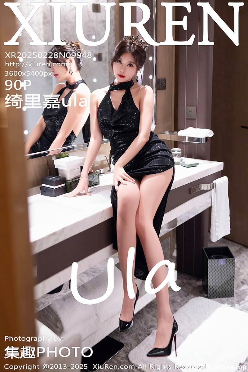 [XiuRen秀人网] NO.9948 女神绮里嘉ula性感黑色情趣内衣配黑丝吊袜秀曼妙身姿诱惑写真-就是免费