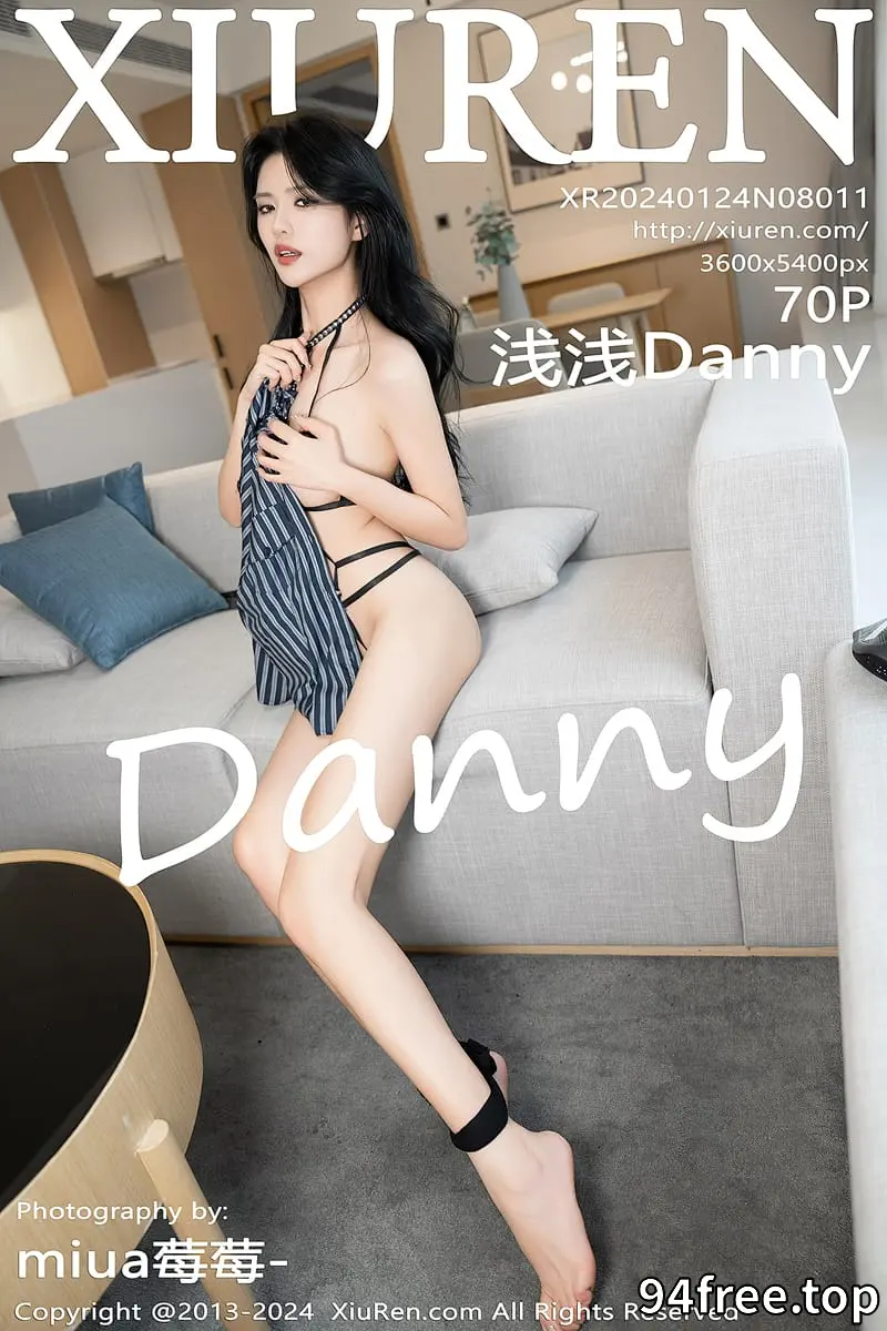 [XiuRen秀人网] No.8011 模特浅浅Danny黑色条纹衬衫配短裙露性感黑色情趣内衣诱惑写真-就是免费