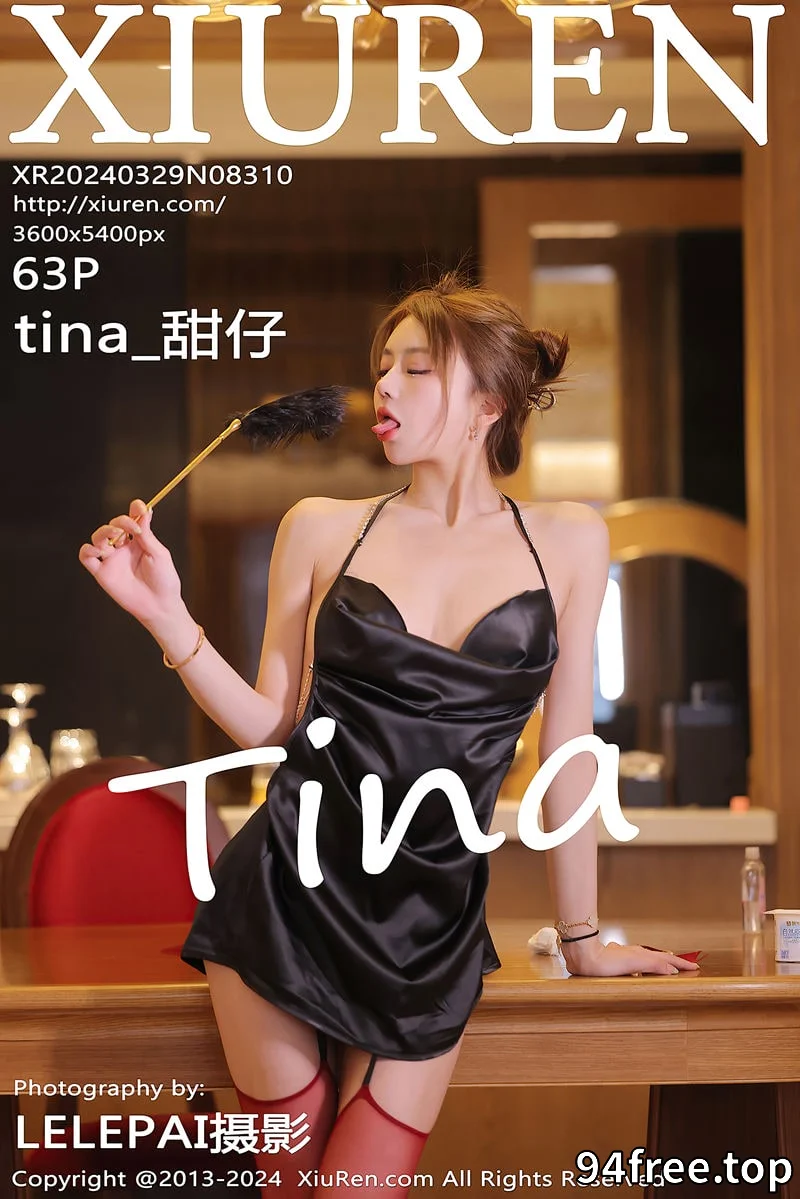 [XiuRen秀人网] No.8310 模特tina_甜仔性感黑色吊带短裙配红丝吊袜秀凹凸身材诱惑写真-就是免费