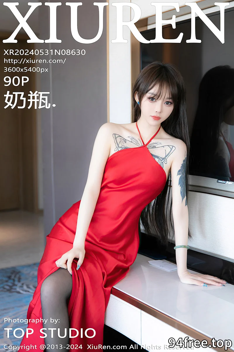 [XiuRen秀人网] No.8630 模特奶瓶性感红色长裙露黑色内衣配超薄黑丝秀曼妙身姿诱惑写真-就是免费