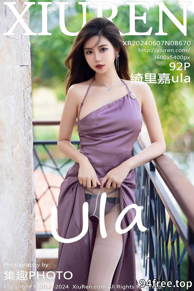 [XiuRen秀人网] No.8670 女神绮里嘉ula性感紫色吊带连衣裙配超薄白丝秀曼妙身姿诱惑写真-就是免费