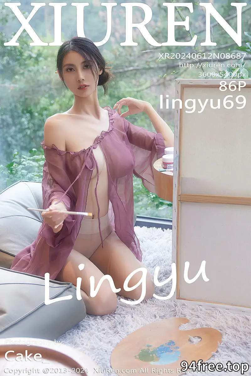 [XiuRen秀人网] No.8687 模特Lingyu69性感紫色轻透连衣裙配白丝袜秀丰腴身材诱惑写真-就是免费