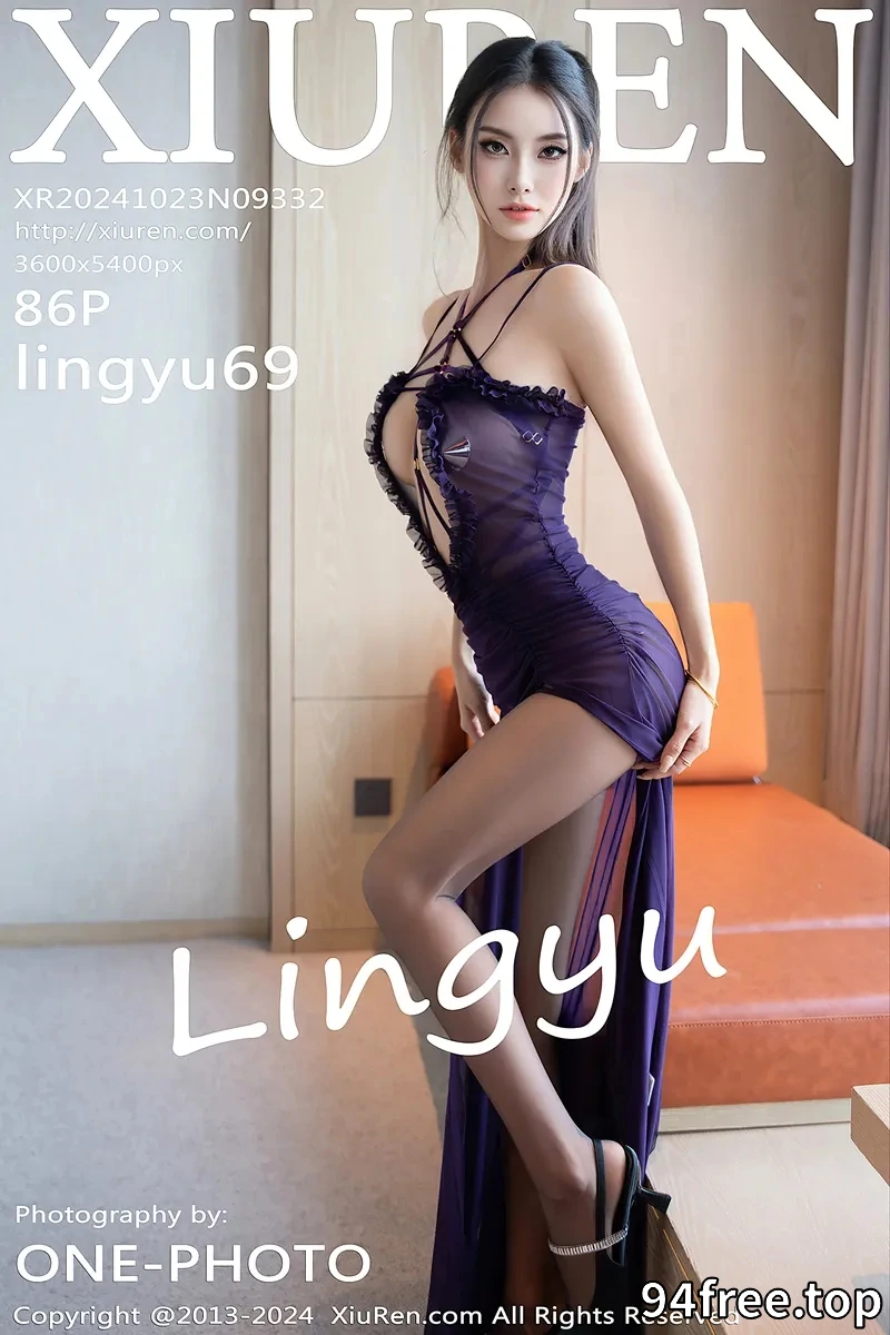 [XiuRen秀人网] NO.9332 模特Lingyu69性感紫色连衣裙露带子情趣服饰秀惹火身材诱惑写真-就是免费