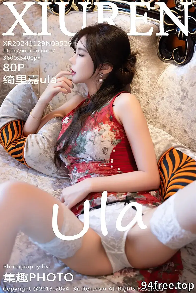 [XiuRen秀人网] NO.9529 女神绮里嘉ula性感红色旗袍露白色内衣配白丝袜秀曼妙身姿诱惑写真-就是免费