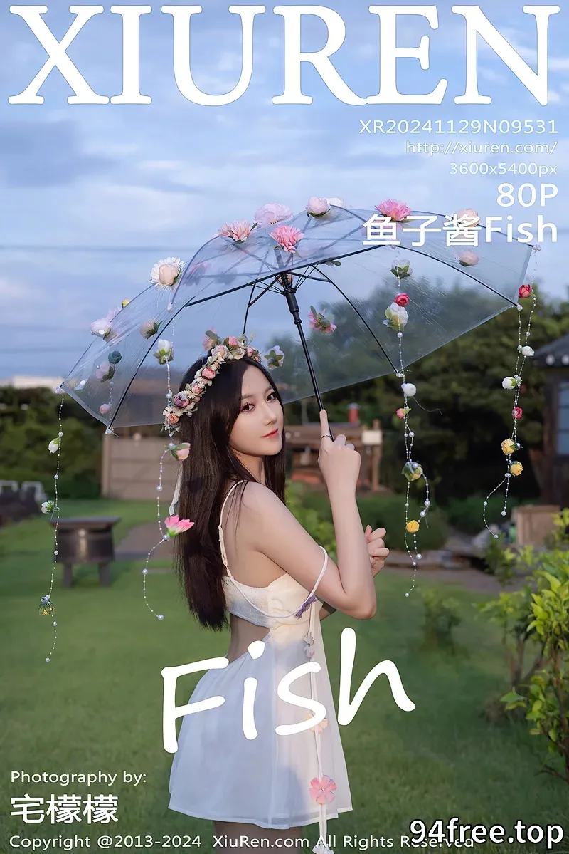 [XiuRen秀人网] NO.9531 模特鱼子酱Fish花朵主题白色吊带配原色丝袜秀曼妙身姿诱惑写真-就是免费