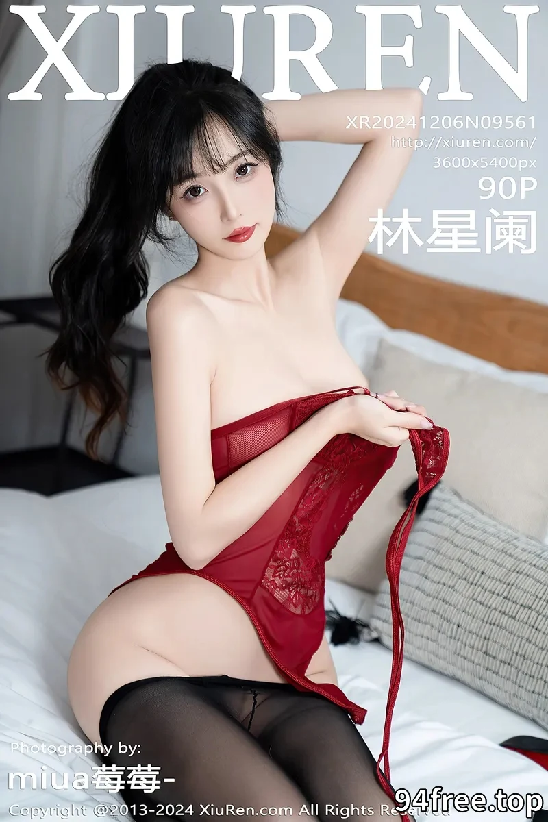 [XiuRen秀人网] NO.9561 模特林星阑性感红色蕾丝连体衣配黑丝吊袜秀曼妙身姿诱惑写真-就是免费