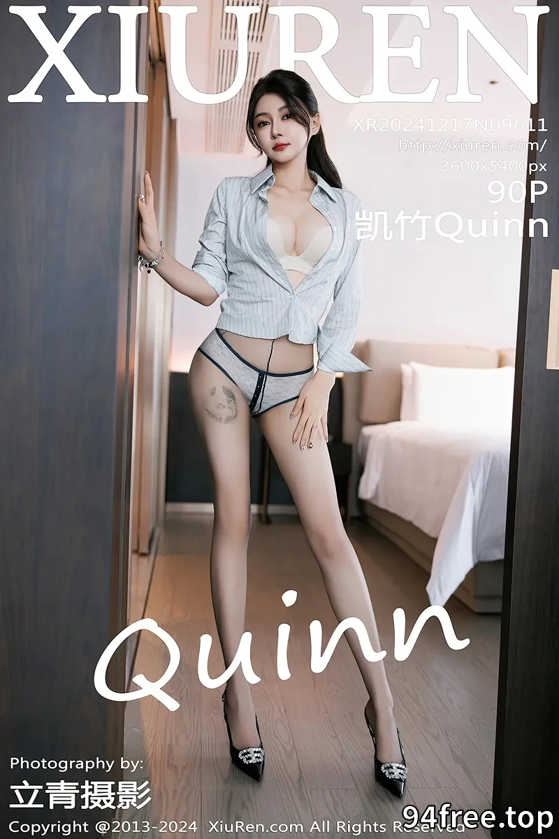 [XiuRen秀人网] NO.9611 模特凯竹Quinn浅色OL服饰露性感内衣配黑丝袜秀丰腴身姿诱惑写真-就是免费