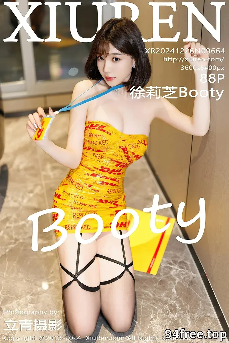 [XiuRen秀人网] NO.9664 女神徐莉芝Booty性感黄色胶布+黑色情趣内衣秀完美身材诱惑写真-就是免费