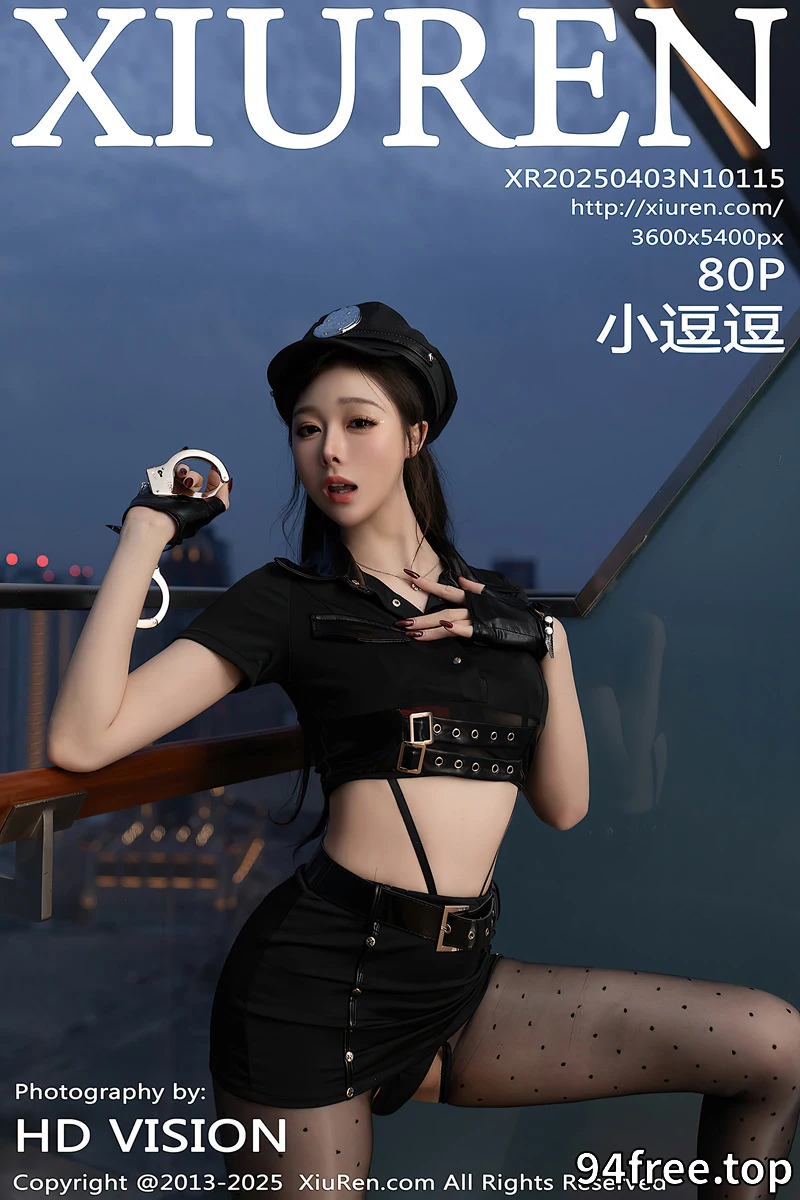 [XiuRen秀人网] NO.10115 模特小逗逗性感黑色制服露黑色情趣内衣配超薄黑丝极致魅惑写真-就是免费